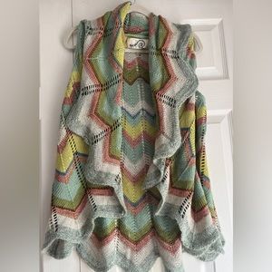 Anthropologie Rosie Neira Knit Sweater Shall vest Green Medium Large crochet